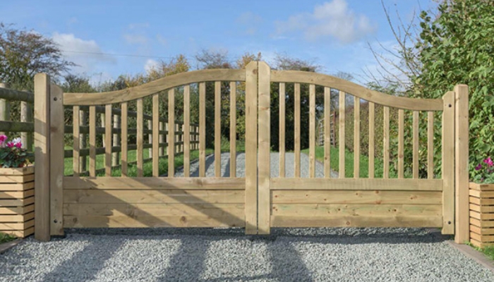 Wood Driveway Fence