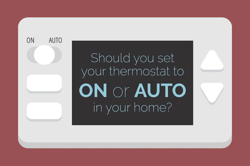Video - Should I Set My Thermostat to ON or AUTO? Thermostat that says, "Should I Set My Thermostat to ON or AUTO in your home?" on the screen.